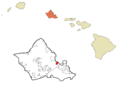 Honolulu County Hawaii Incorporated and Unincorporated areas Ahuimanu Highlighted