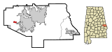 Lee County Alabama Incorporated and Unincorporated areas Loachapoka Highlighted2008.svg