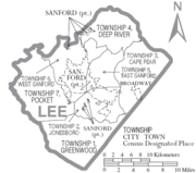 Archivo:Map of Lee County North Carolina With Municipal and Township Labels