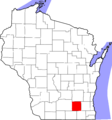Map of Wisconsin highlighting Jefferson County
