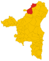 Map of comune of Bitti (province of Nuoro, region Sardinia, Italy) - 2016