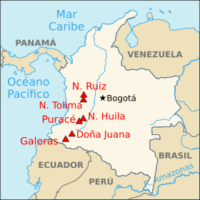 Archivo:Map of major Colombian volcanoes-es
