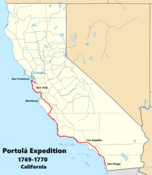 Archivo:Map of the Portolá Expedition of California (1769-1770)