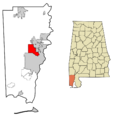 Mobile County Alabama Incorporated and Unincorporated areas Prichard Highlighted