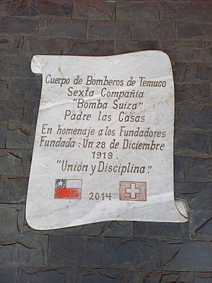 Archivo:Placa conmemorativa Sexta Compañía "Bomba Suiza" de Padre Las Casas