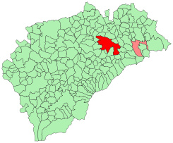 Extensión del municipio en la provincia. En color más claro la Comunidad de Sepúlveda-Riaza