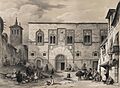 1844, España artística y monumental, vistas y descripción de los sitios y monumentos más notables de españa, vol 2, Plaza de los Momos en Zamora (cropped)