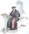 Aquatint of a Doctor in divinity at the University of Oxford, shown wearing convocation dress