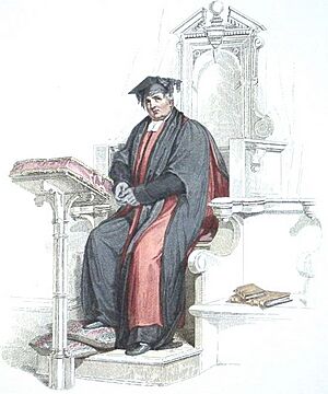 Archivo:Aquatint of a Doctor in divinity at the University of Oxford, shown wearing convocation dress