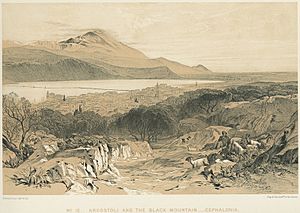 Archivo:Argostóli and the Black Mountain - Cephalonia - Lear Edward - 1863
