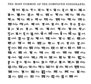 Archivo:Devanagari ligatures Monier-Williams 1846