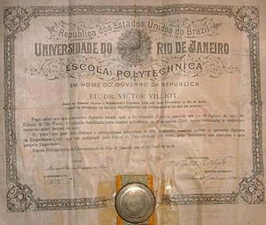 Archivo:Diploma da Escola Polytechnica da Universidade do Rio de Janeiro em 1928