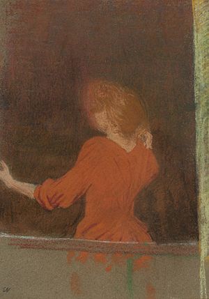 Archivo:Femme en rouge, dos à la fenêtre - Édouard Vuillard