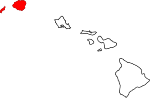 Mapa de Hawái con la ubicación del condado de Kauai