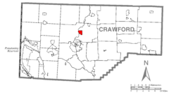Map of Saegertown, Crawford County Pennsylvania Highlighted.png