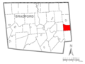 Map of Stevens Township, Bradford County, Pennsylvania Highlighted