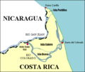 Mapa esquemático del río Colorado, Costa Rica