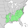 Pinus echinata range map