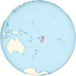 Tonga on the globe (small islands magnified) (Polynesia centered).svg