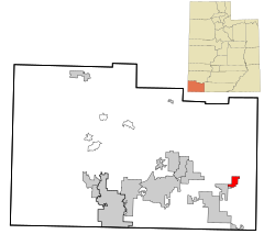 Washington County Utah incorporated and unincorporated areas Springdale highlighted.svg