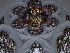 Archivo:Window depicting St. Kieran, Seir Kieran Church, Bell Hill
