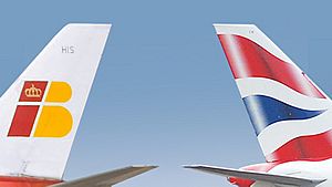Archivo:British Airways Iberia aircraft tails BA IB