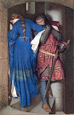 Archivo:Hellelil and Hildebrand, the meeting on the turret stairs, by Frederic William Burton