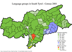Archivo:Language distribution in South Tyrol, Italy 2001