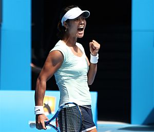 Archivo:Li Na in quarter-final victory at 2011 Australian Open