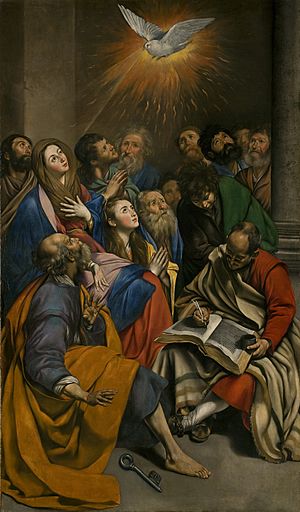 Archivo:Maino Pentecostés. Lienzo. 285 x 163 cm. Museo del Prado