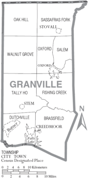 Archivo:Map of Granville County North Carolina With Municipal and Township Labels