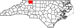 Mapa de Carolina del Norte con la ubicación del condado de Surry