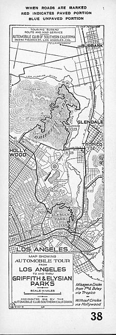 Archivo:Map showing automobile tour from Los Angeles to and thru Griffith and Elysian Parks, 1916 (AAA-SM-003079)