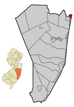Ocean County New Jersey Incorporated and Unincorporated areas Point Pleasant Beach Highlighted.svg