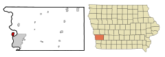 Pottawattamie County Iowa Incorporated and Unincorporated areas Carter Lake Highlighted.svg