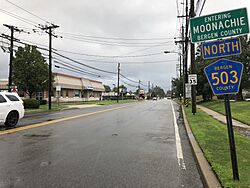 2018-07-22 19 03 42 View north along Bergen County Route 503 (Moonachie Road) at Bergen County Route 36 (Moonachie Avenue-Empire Boulevard) in Moonachie, Bergen County, New Jersey.jpg