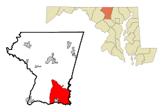 Carroll County Maryland Incorporated and Unincorporated areas Eldersburg Highlighted.svg