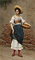 Eugene de Blaas - Young Woman with basket of oranges and lemons