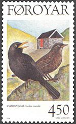 Archivo:Faroe stamp 324 blackbird (turdus merula)