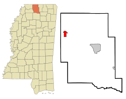 Marshall County Mississippi Incorporated and Unincorporated areas Byhalia Highlighted.svg