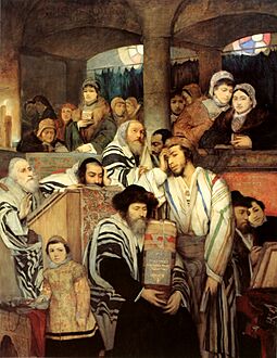 Maurycy Gottlieb - Jews Praying in the Synagogue on Yom Kippur