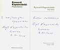 Ryszard Kapuscinski autographs