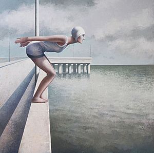 Archivo:The Big Crossing , Fabio Hurtado, 150 x 150 cm oil on canvas