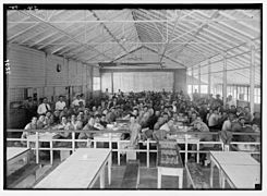 The Palestine Electric Corporation power plant. The P.E.C. workers dining-room. Taken during a meal. LOC matpc.02709