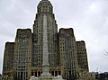 Buffalo City Hall and spiking thing in Niagara Sq