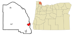 Columbia County Oregon Incorporated and Unincorporated areas St. Helens Highlighted.svg