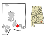 Dale County Alabama Incorporated and Unincorporated areas Pinckard Highlighted.svg