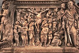 Giovanni Pisano, Pulpito di Sant'Andrea, 1298-1301, Crocifissione 03 - Photo by Sailko Light corrections by Paolo Villa