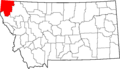 Map of Montana highlighting Lincoln County