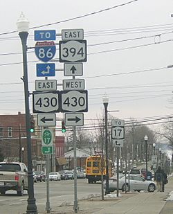 New York State Routes 394 and 430 in Mayville.jpg